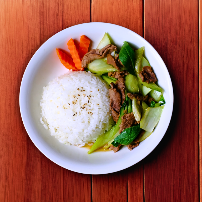 Reis mit Rind und Gemüse